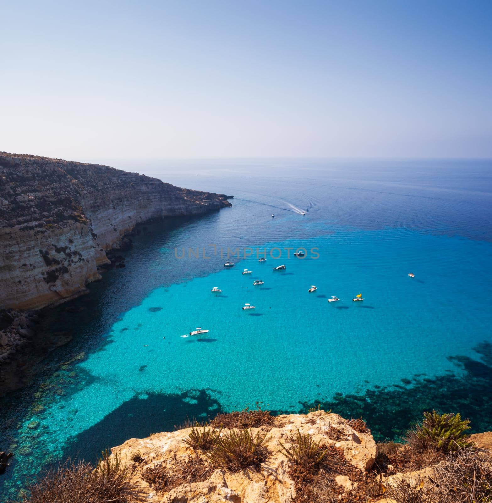 View of Tabaccara famous sea place of Lampedusa