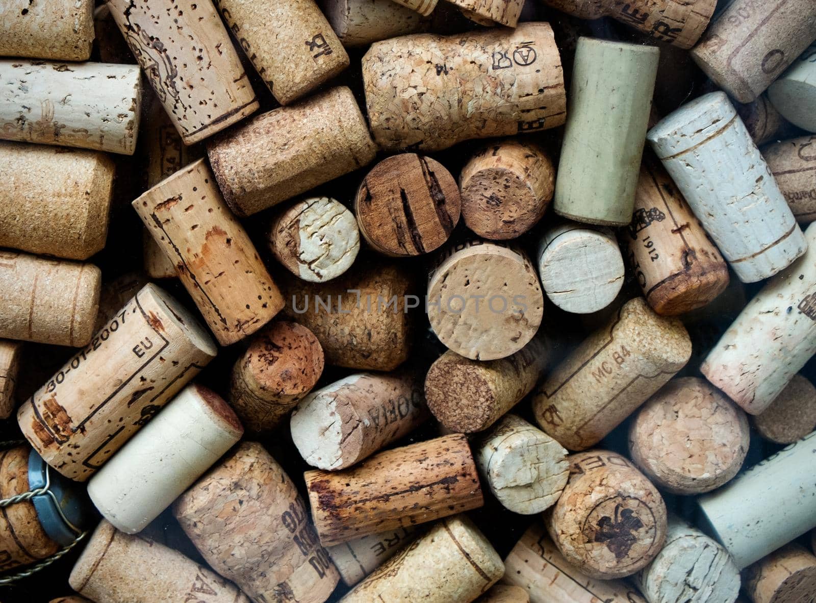 Background of used Italian wine corks