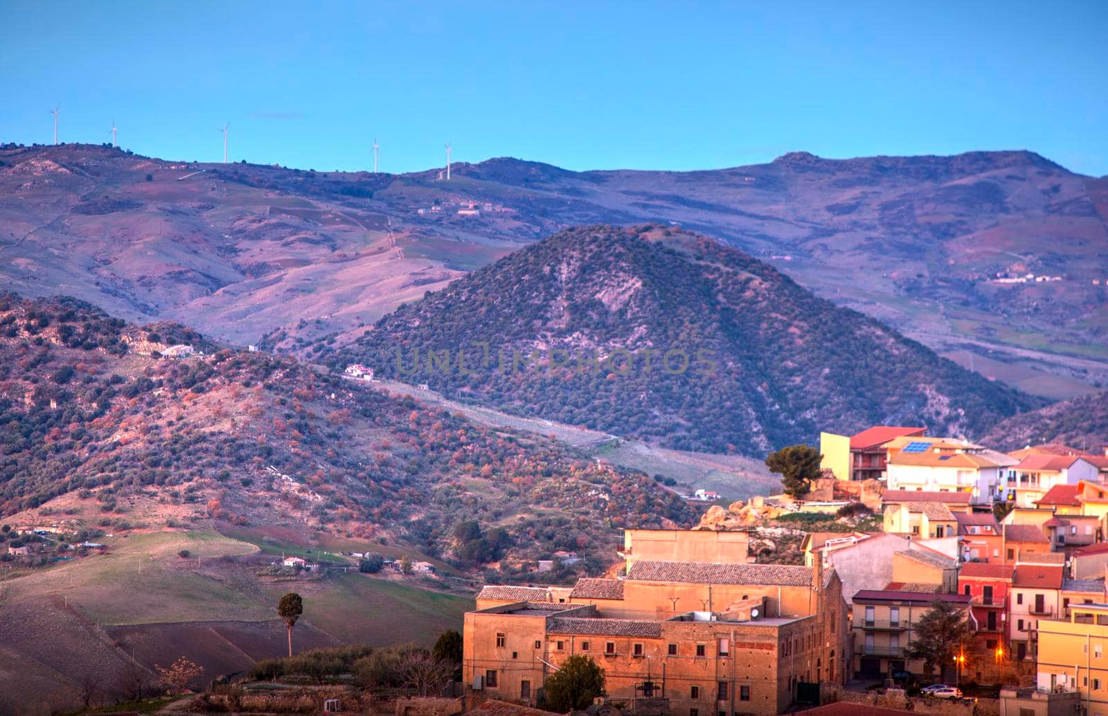 View of Leonforte and Boscorotondo hill, Sicily