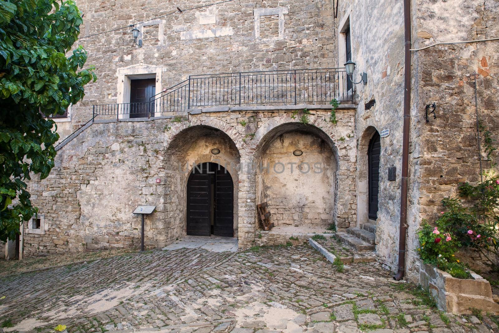 Typical courtyard in Groznjan, Istria. Croatia