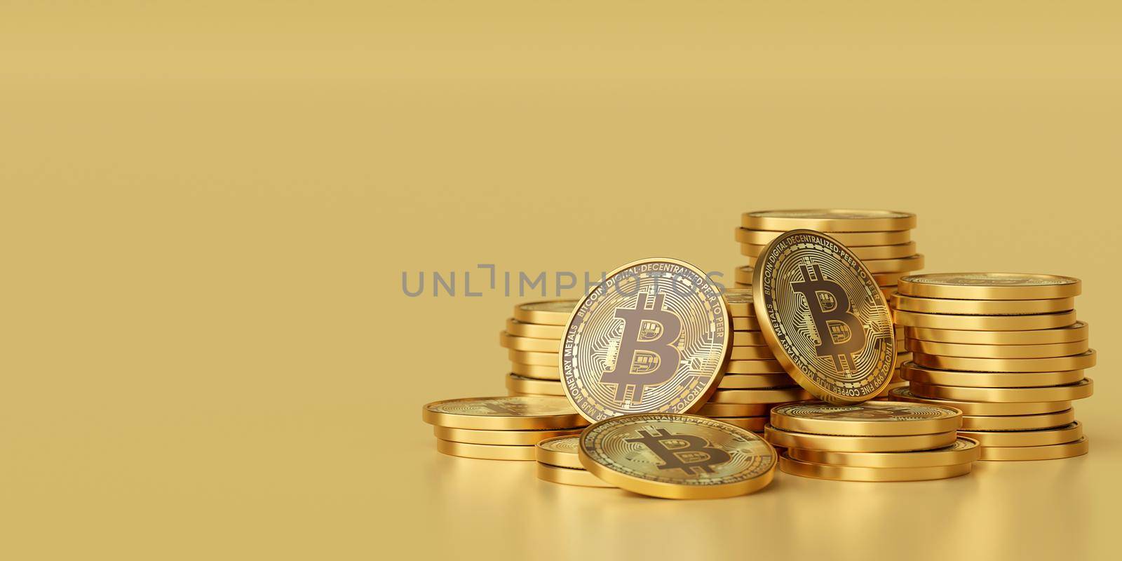 Stack of cryptocurrency bitcoin, 3d illustration
