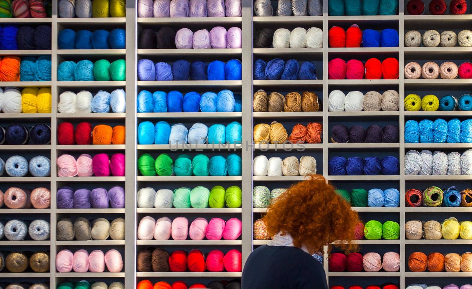 View of balls of wool in the clothes shop