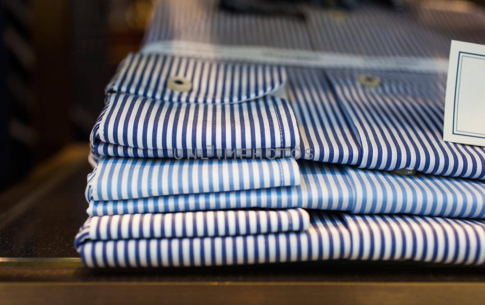 Close up of striped elegant male shirts