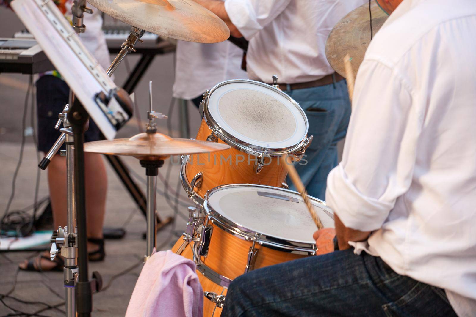 Drummer during the street concert in Milan