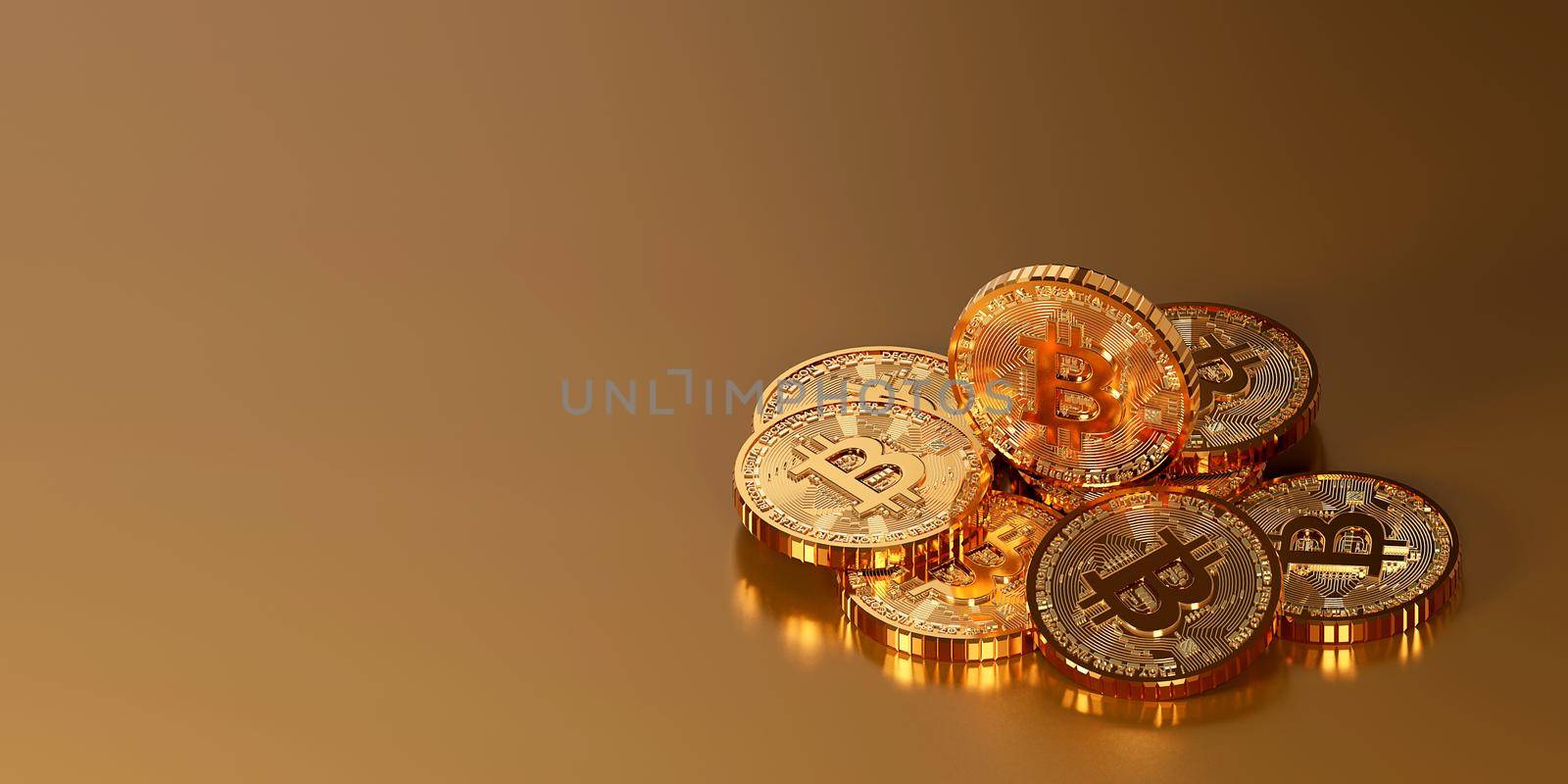 Cryptocurrency Bitcoin BTC banner background, 3d illustration by nutzchotwarut