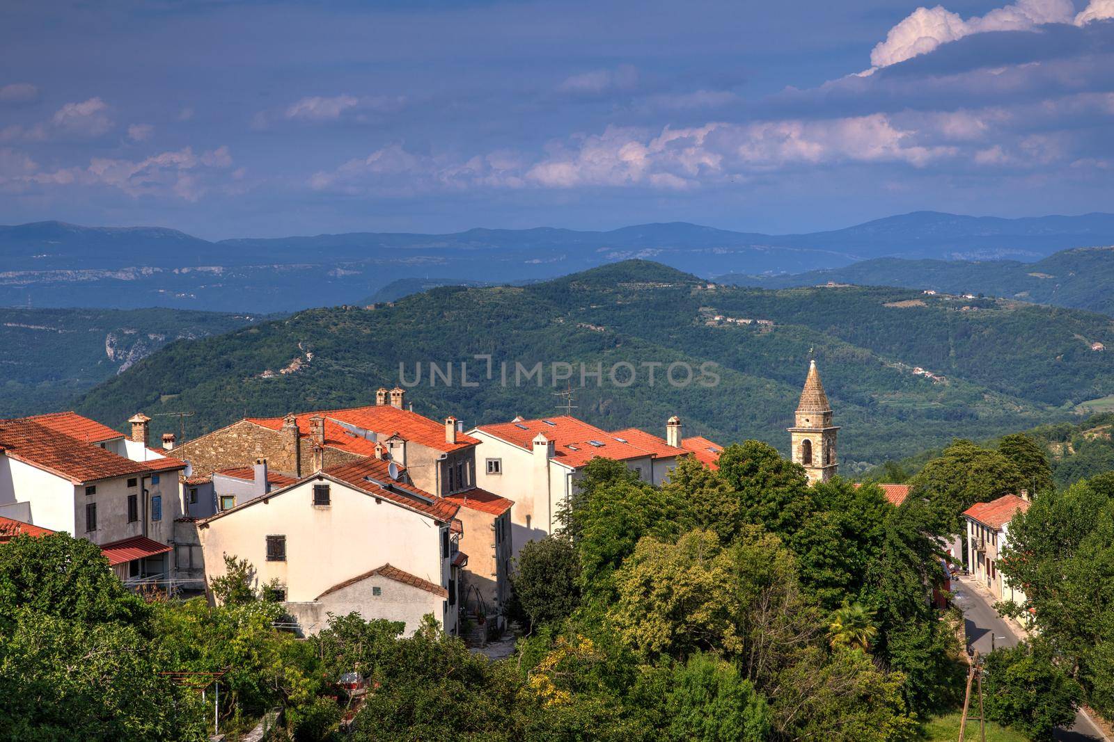 View of the belltower of the Church of St.John the Baptist and Blessed Virgin Mary of the Gate, Motovun