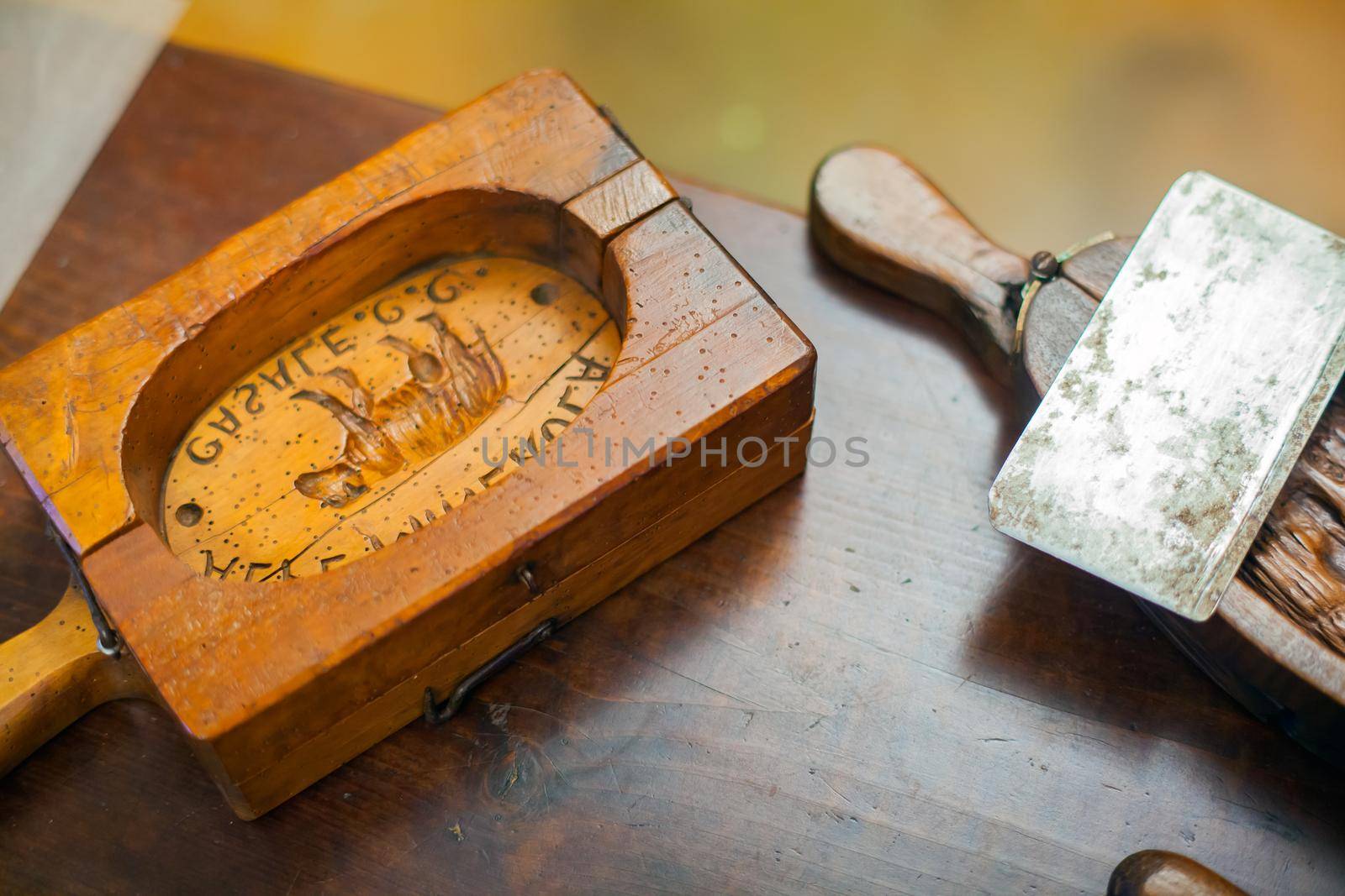 ARZO, ITALY - MAY, 15: View of ancient tools specific to make butter used by ancient cheese maker on May 15, 2015