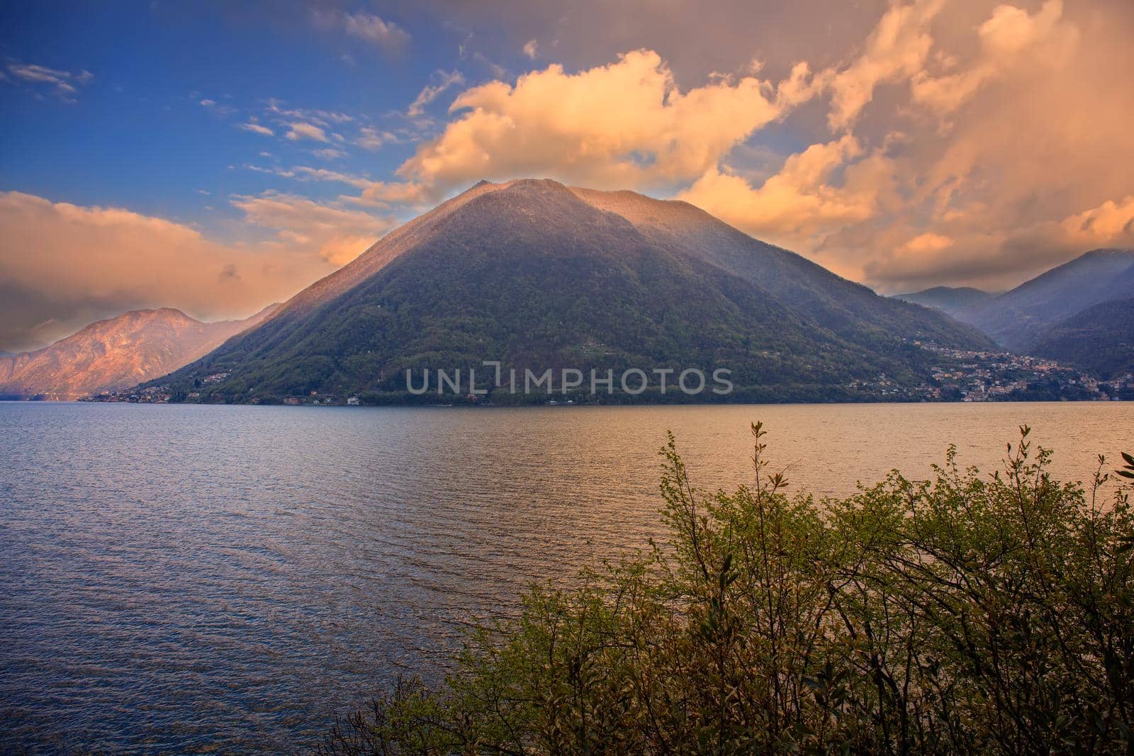 View of lake Lugano or Ceresio lake, Switzerland and Italy