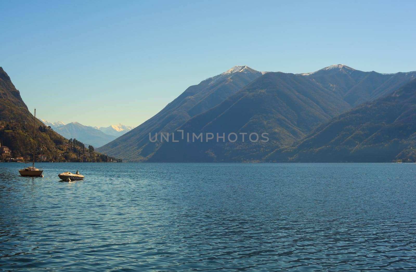 View of lake Lugano or Ceresio lake, Switzerland and Italy