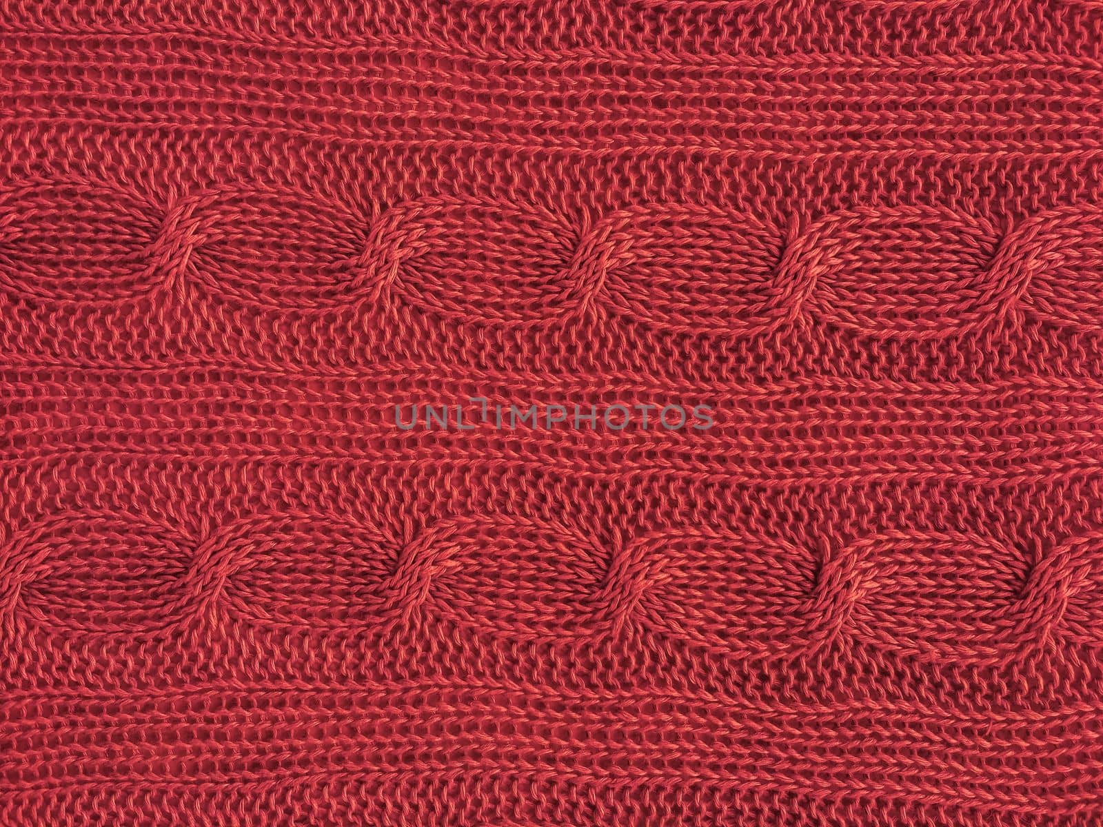 Christmas Knitted Texture. Organic Cotton Carpet. Linen Nordic Wallpaper. Xmas Knitting Pattern. Vintage Wool Fabric. Detail Jacquard Thread Material. Red Xmas Knitted Background.