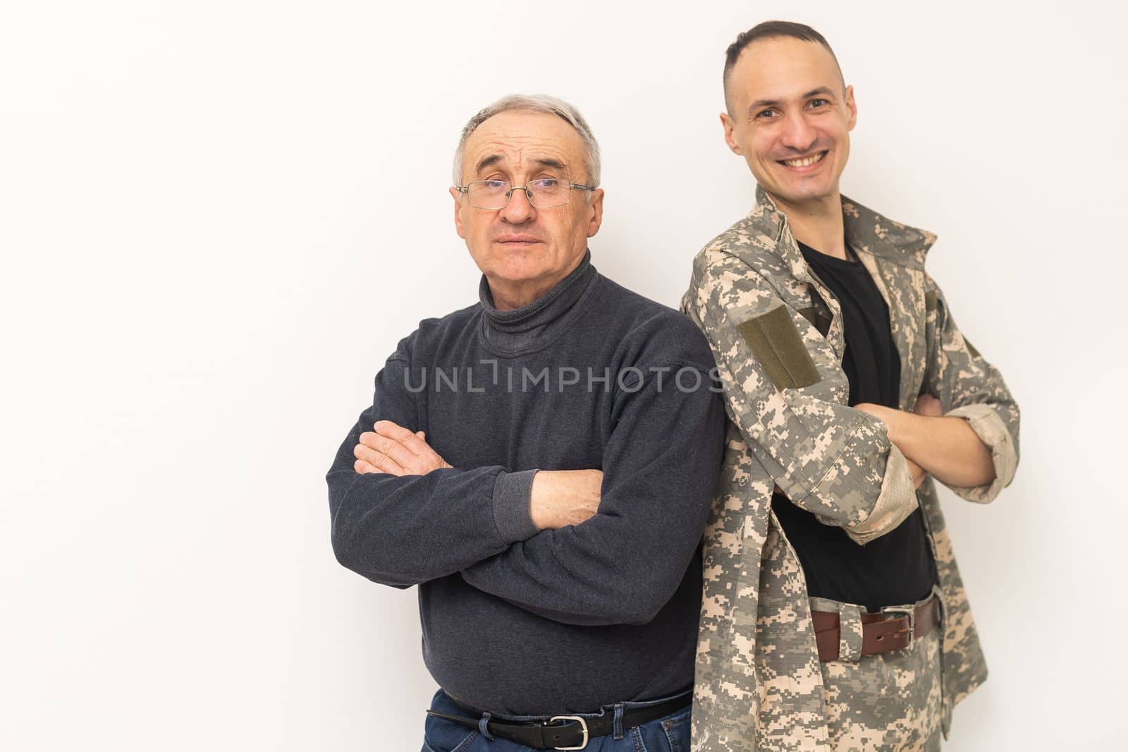 an elderly father and a military son by Andelov13