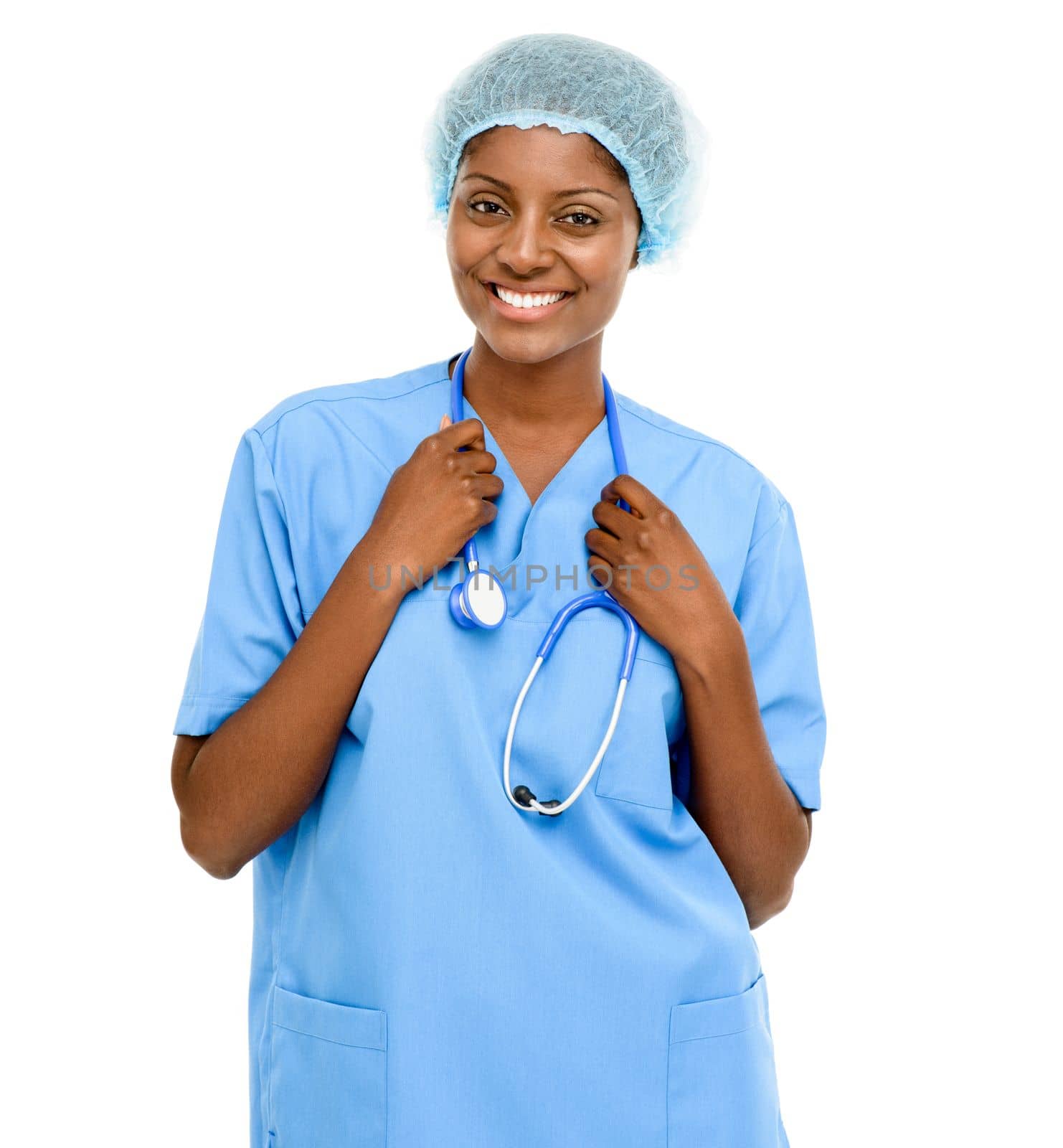 Trust me, Im a doctor. Studio shot of a confident young doctor posing against a white background. by YuriArcurs