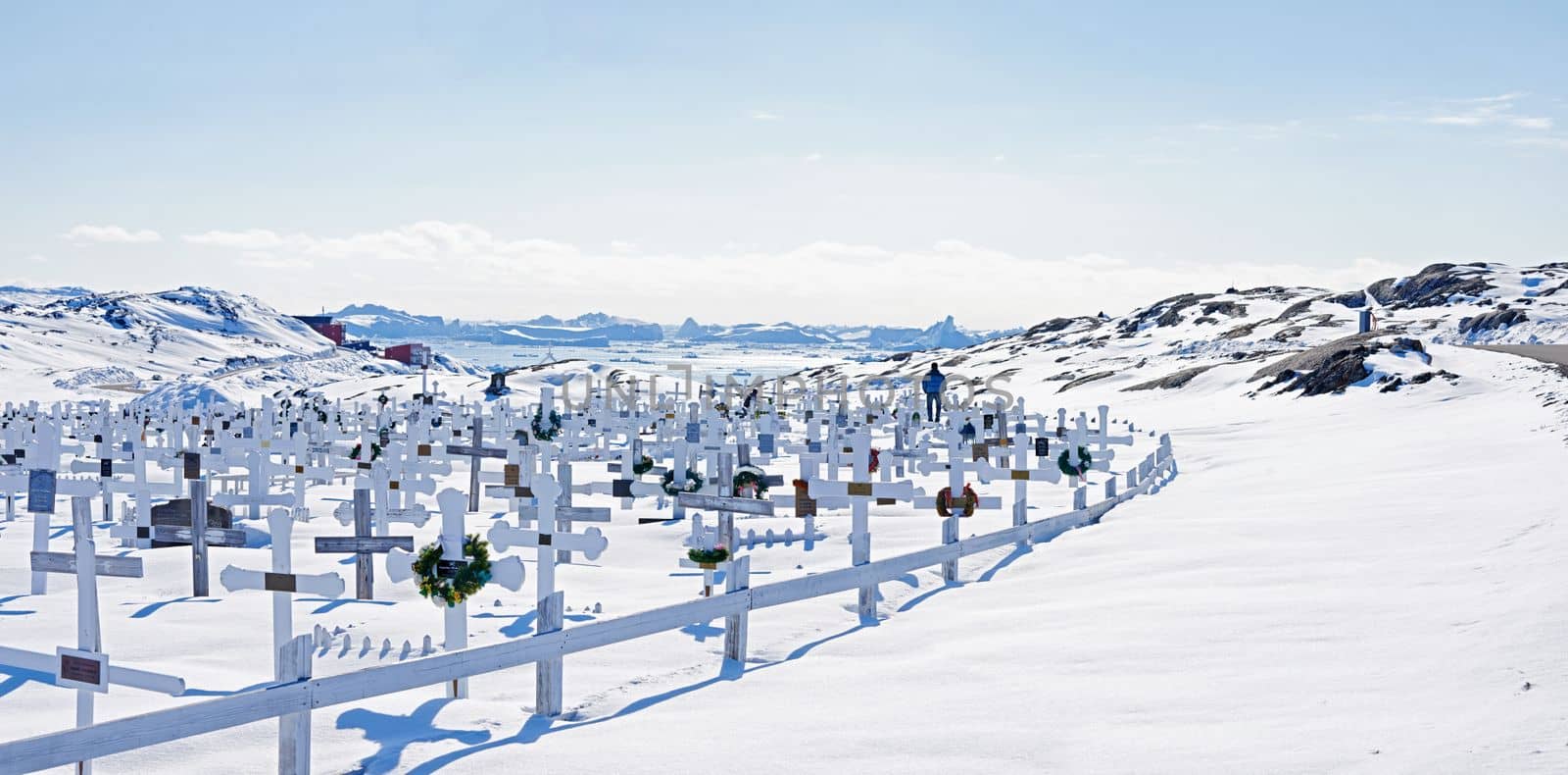 Greenland - beauty of the North. A photo of a churchyard outside Ilulissat, Greenland, DenmarkA photo of a public churchyard outside Ilulissat, Greenland, Denmark
