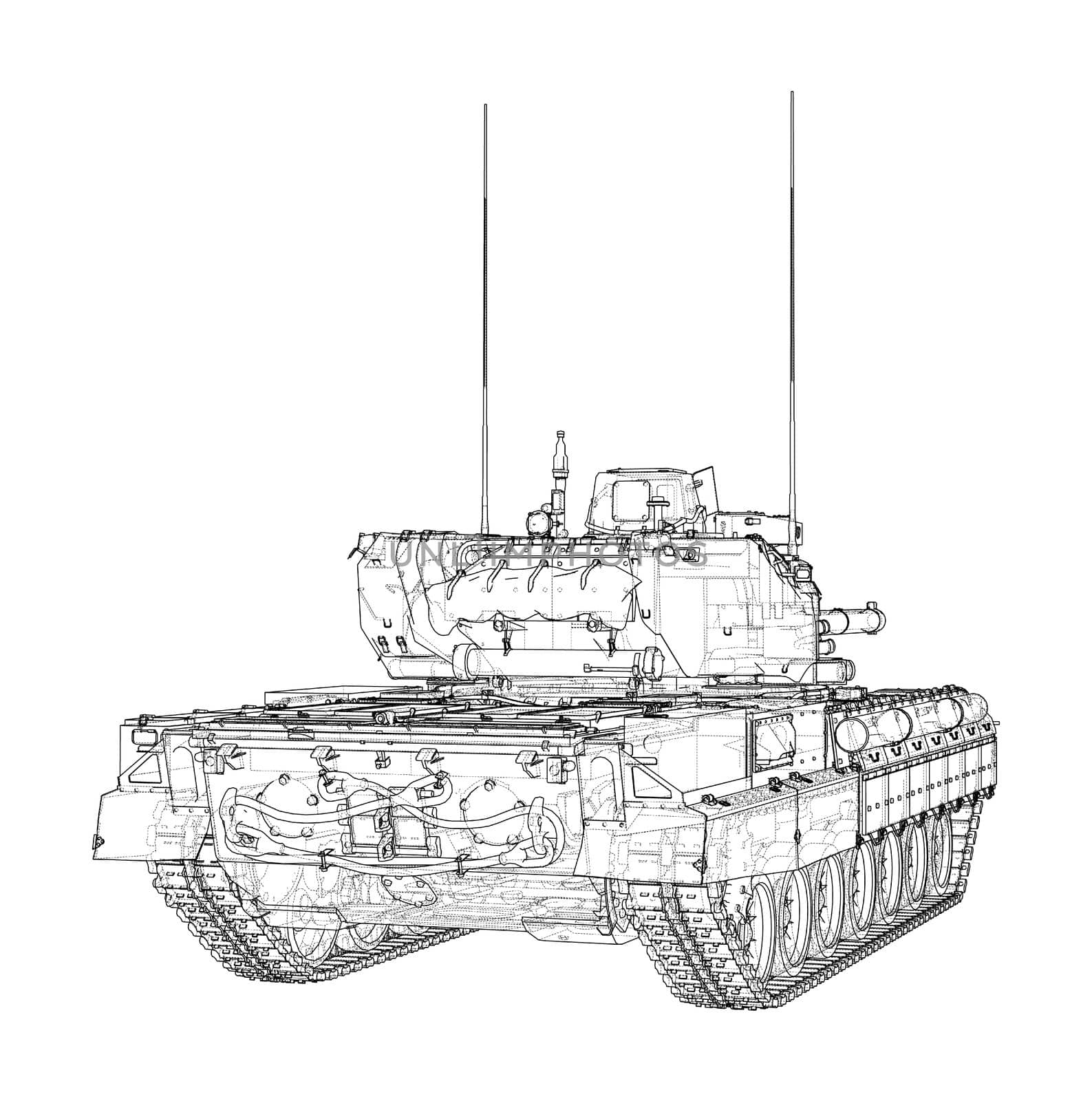 Military Tank on white by cherezoff