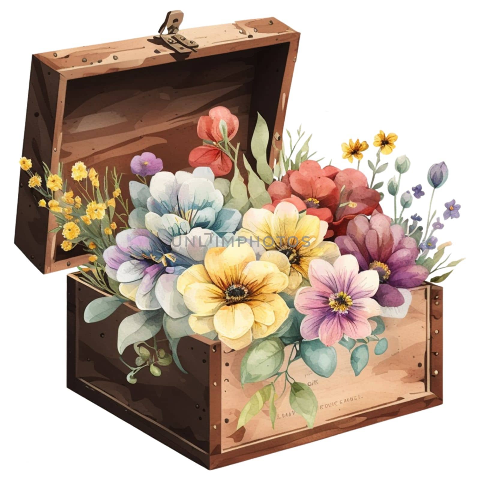 Vintage flower spring gardening watercolor collection. Isolated clipart illustration painting.