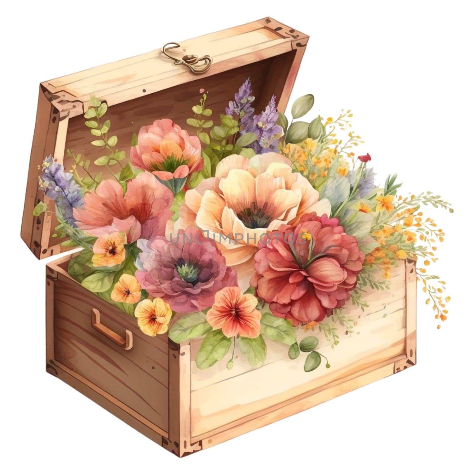 Vintage flower spring gardening watercolor collection. Isolated clipart illustration painting.