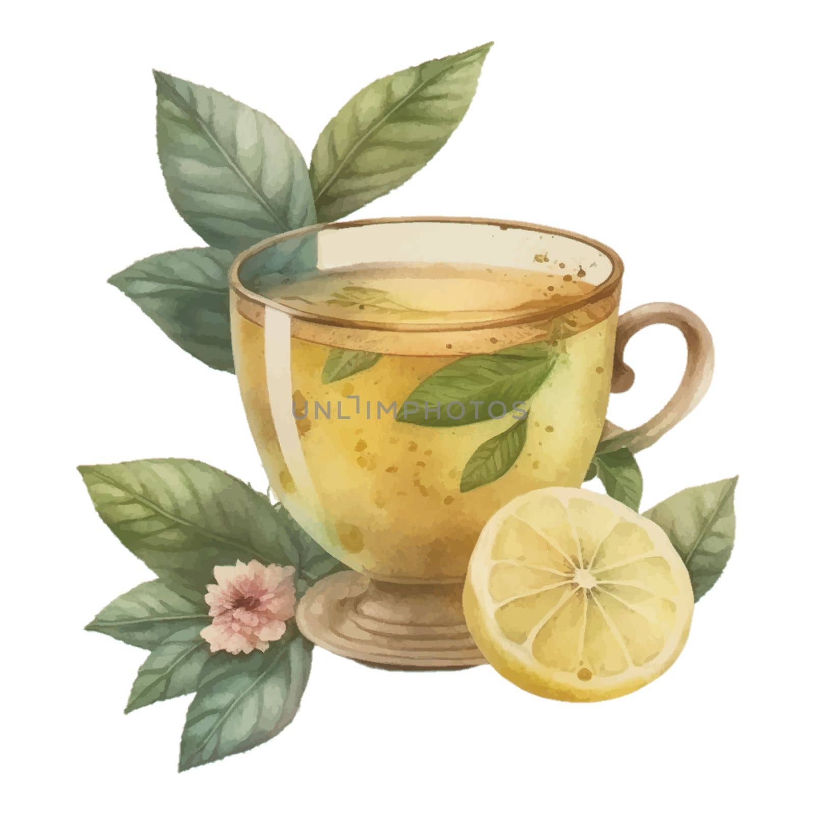 Lemon tea Watercolor Clipart. Lemon Tea Party with tea set, pitcher, tea pot, tea cup and cold drink design elements for isolated on white background for pattern, decoration, planner sticker, sublimation and more.