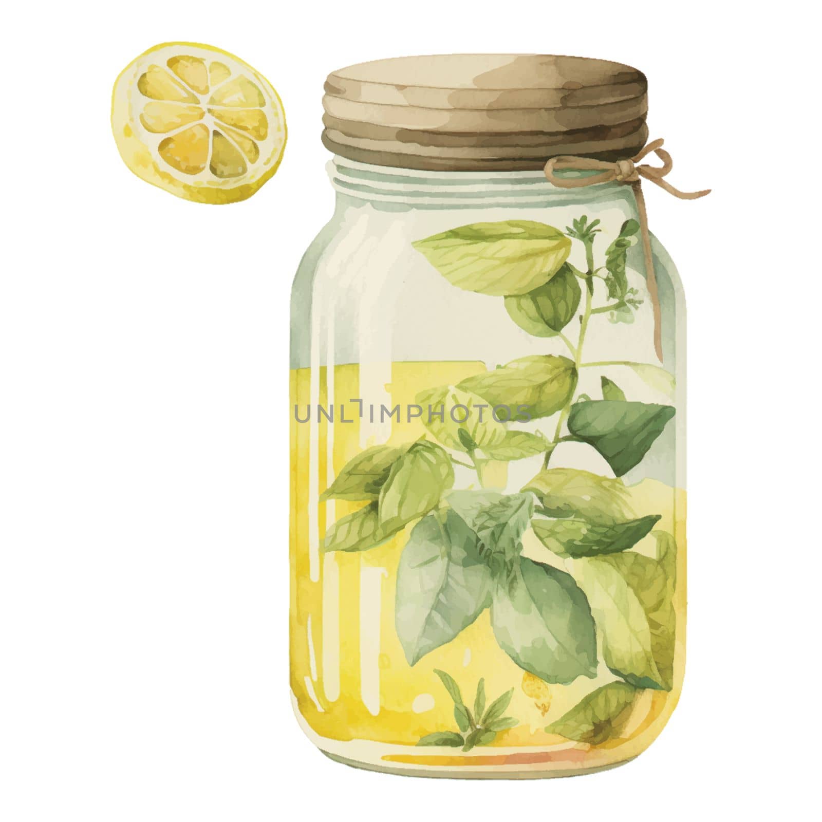 Lemon drink Watercolor Clipart. Lemon Tea Party with tea set, pitcher, tea pot, tea cup and cold drink design elements for isolated on white background for pattern, decoration, planner sticker, sublimation and more.