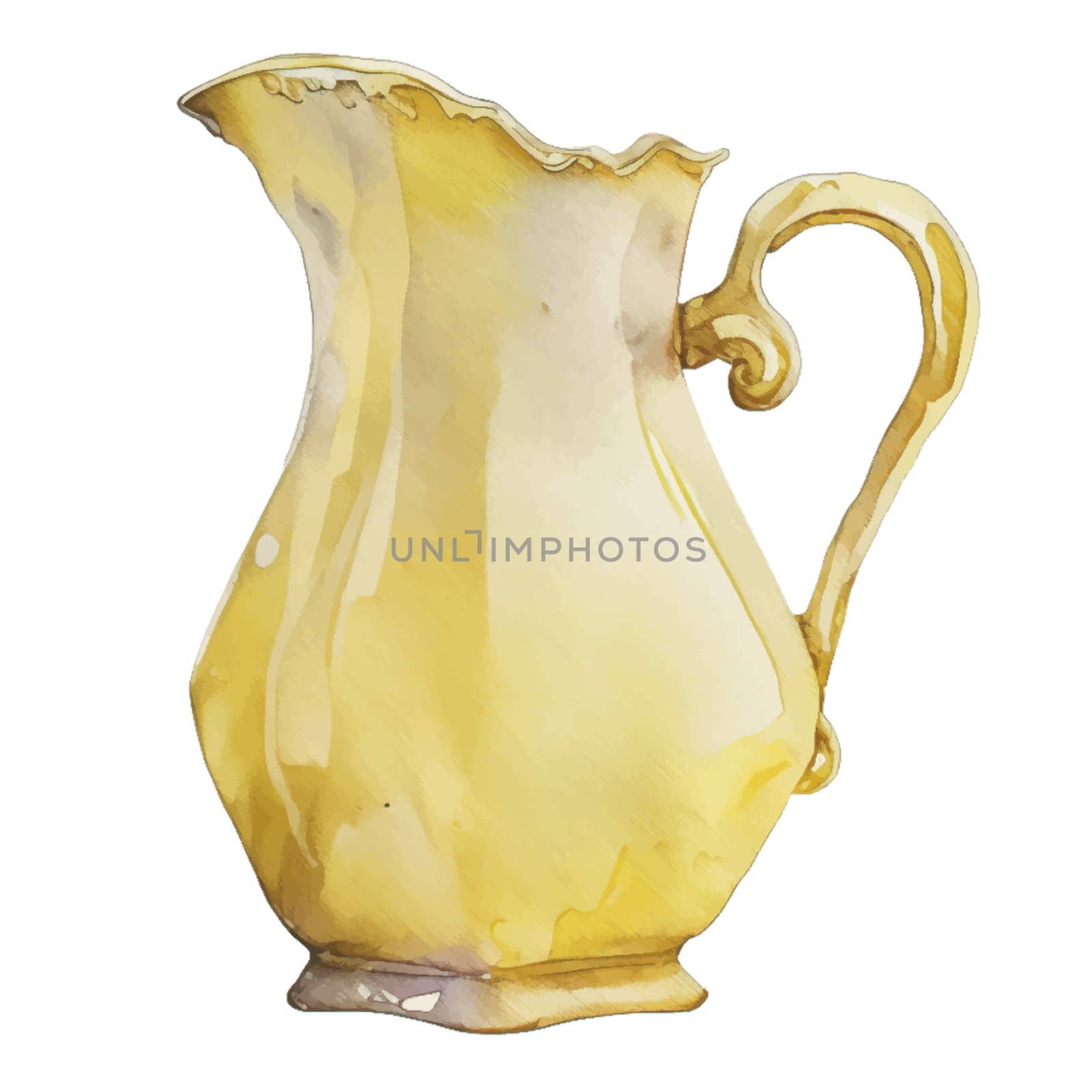 Lemon Water Pitcher Watercolor Clipart. Lemon Tea Party with tea set, pitcher, tea pot, tea cup and cold drink design elements for isolated on white background for pattern, decoration, planner sticker, sublimation and more.
