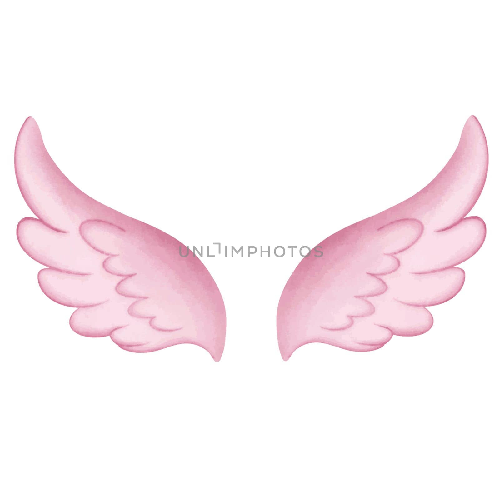 Pink Angel Wings Watercolor Clipart PNG . Paris In Love with pink pastel wings for cupid, angels, love bird watercolor illustration.