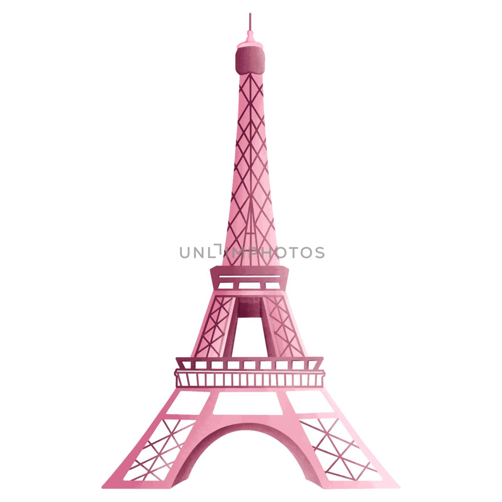 Pink Eiffel Tower Watercolor Clipart PNG  by Skyecreativestudio