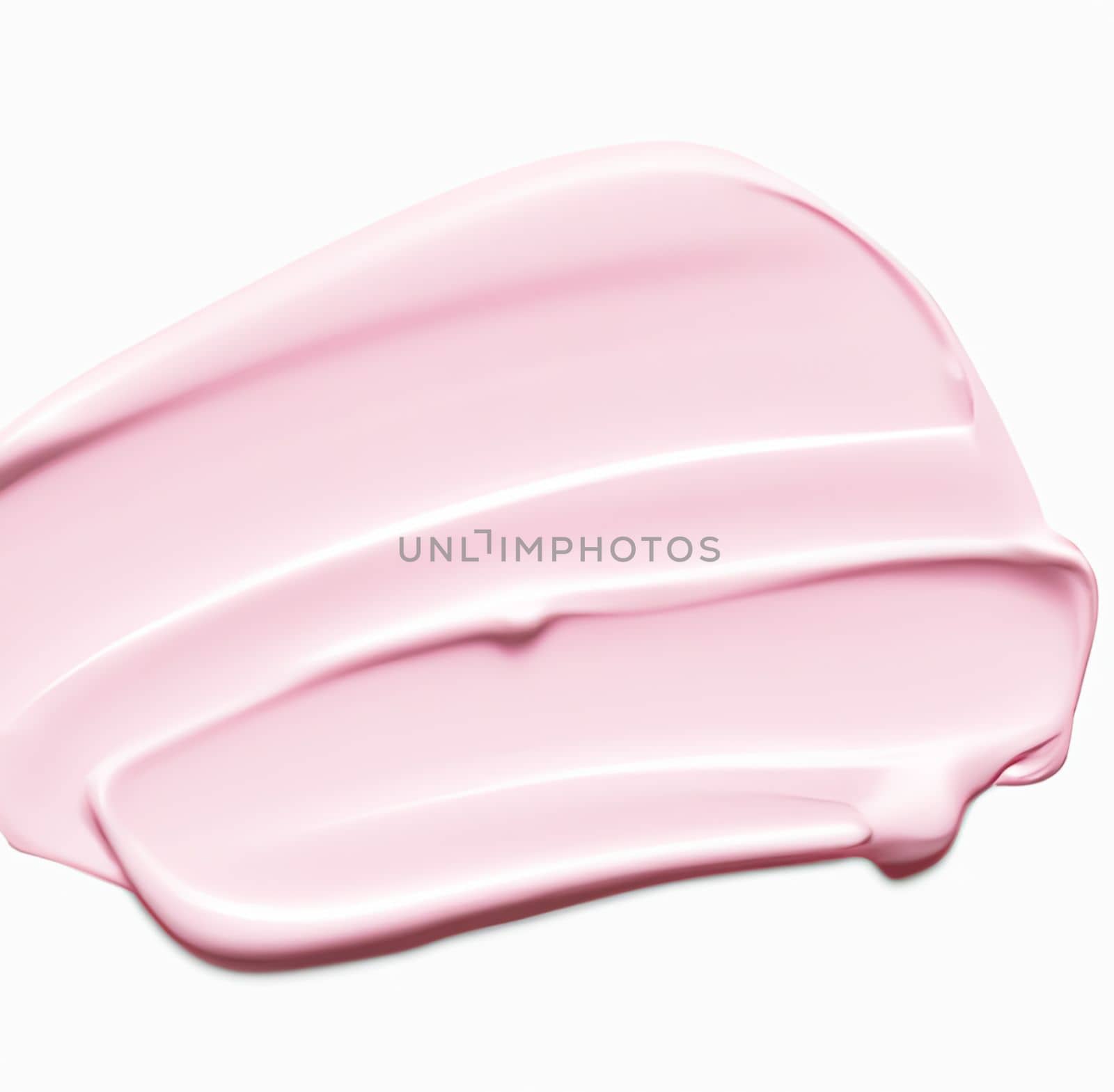 Beauty swatch and cosmetics texture, pink cream cosmetic smudge isolated on white background, generative AI.