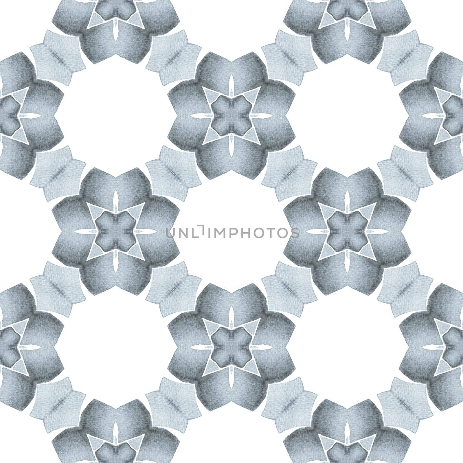 Textile ready powerful print, swimwear fabric, wallpaper, wrapping. Black and white fine boho chic summer design. Hand painted tiled watercolor border. Tiled watercolor background.