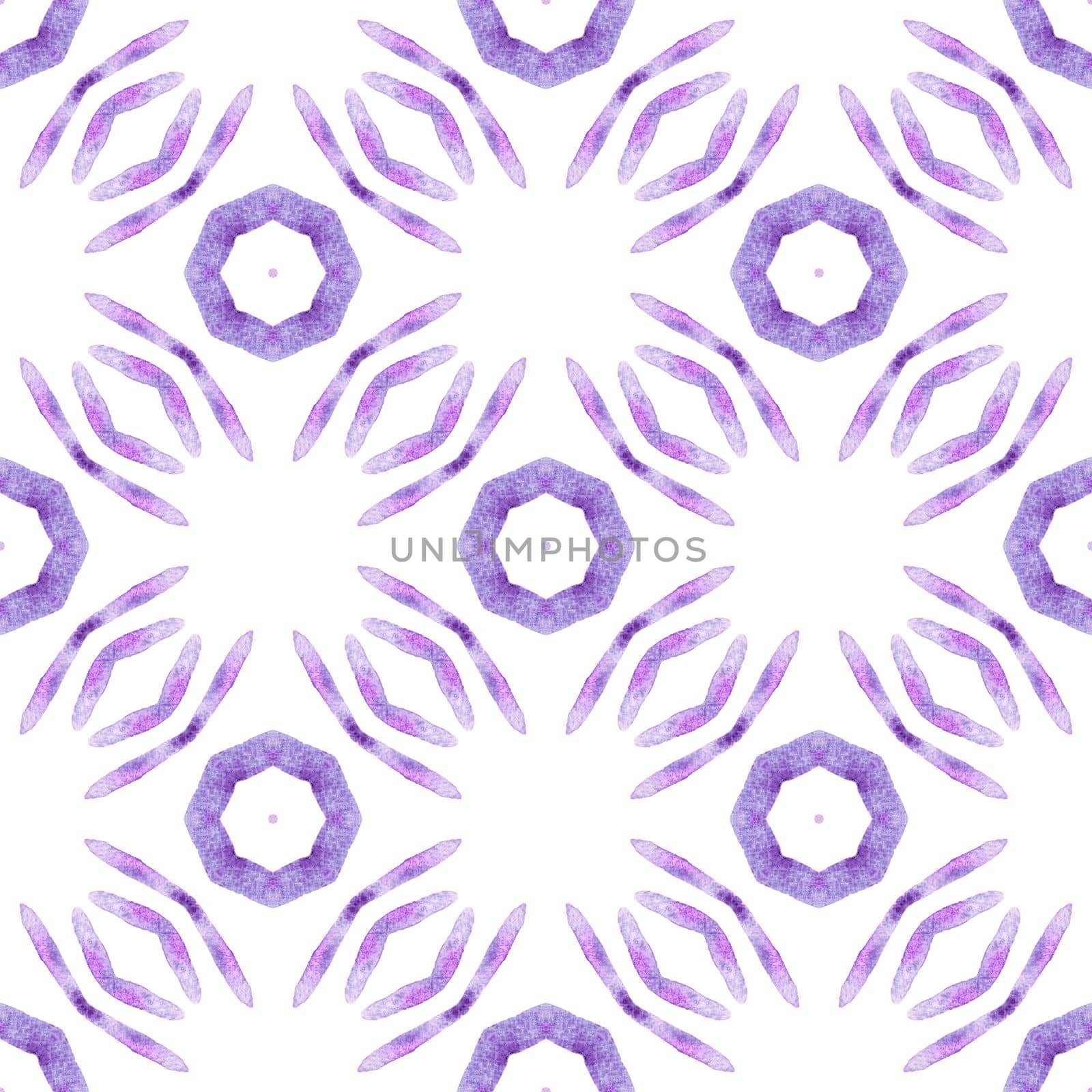 Chevron watercolor pattern. Purple delightful boho chic summer design. Textile ready bewitching print, swimwear fabric, wallpaper, wrapping. Green geometric chevron watercolor border.