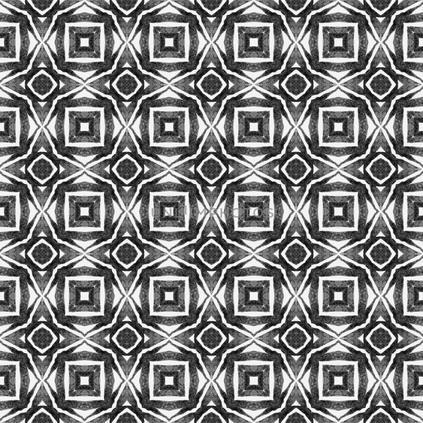 Chevron watercolor pattern. Black and white exquisite boho chic summer design. Textile ready bewitching print, swimwear fabric, wallpaper, wrapping. Green geometric chevron watercolor border.