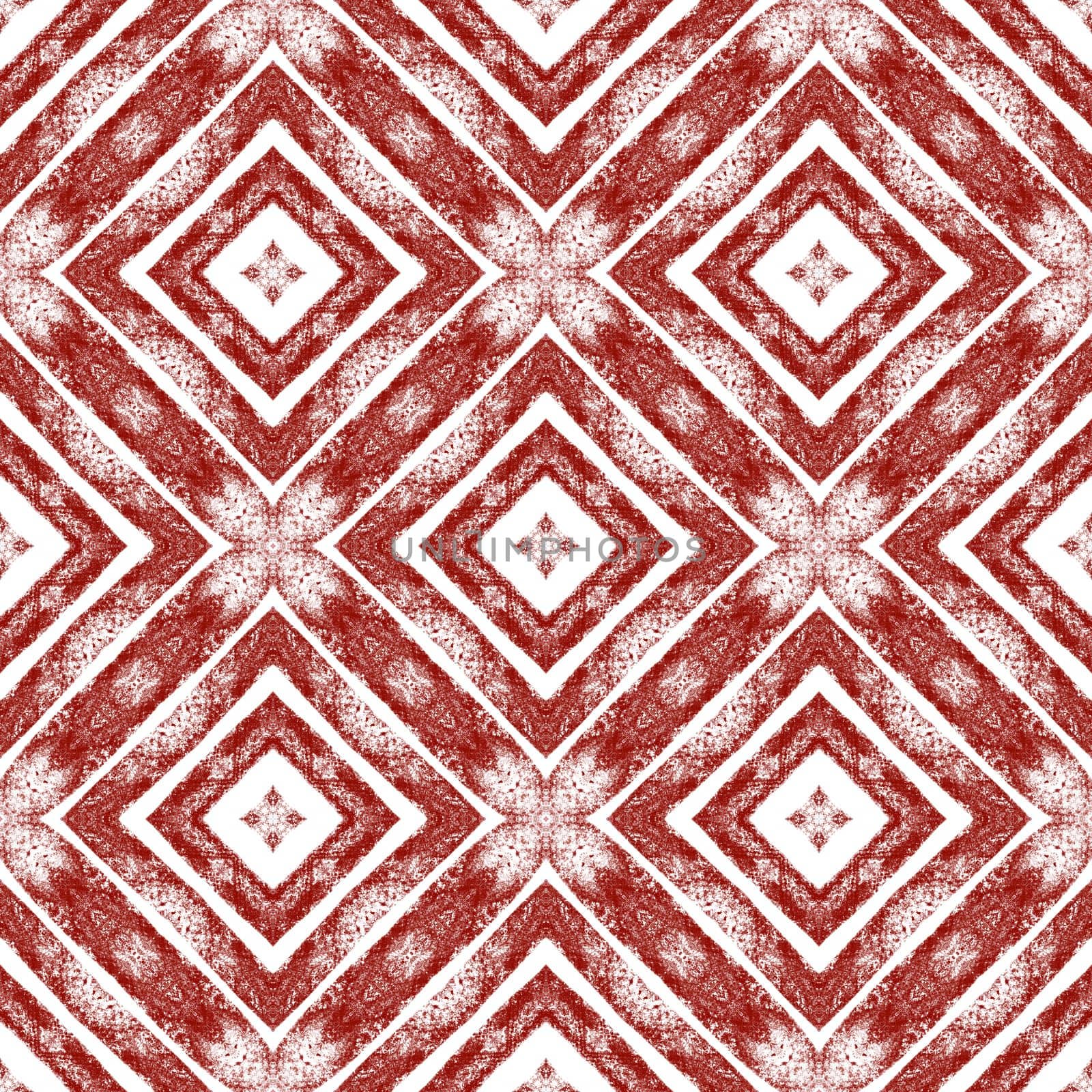 Medallion seamless pattern. Wine red symmetrical kaleidoscope background. Textile ready incredible print, swimwear fabric, wallpaper, wrapping. Watercolor medallion seamless tile.