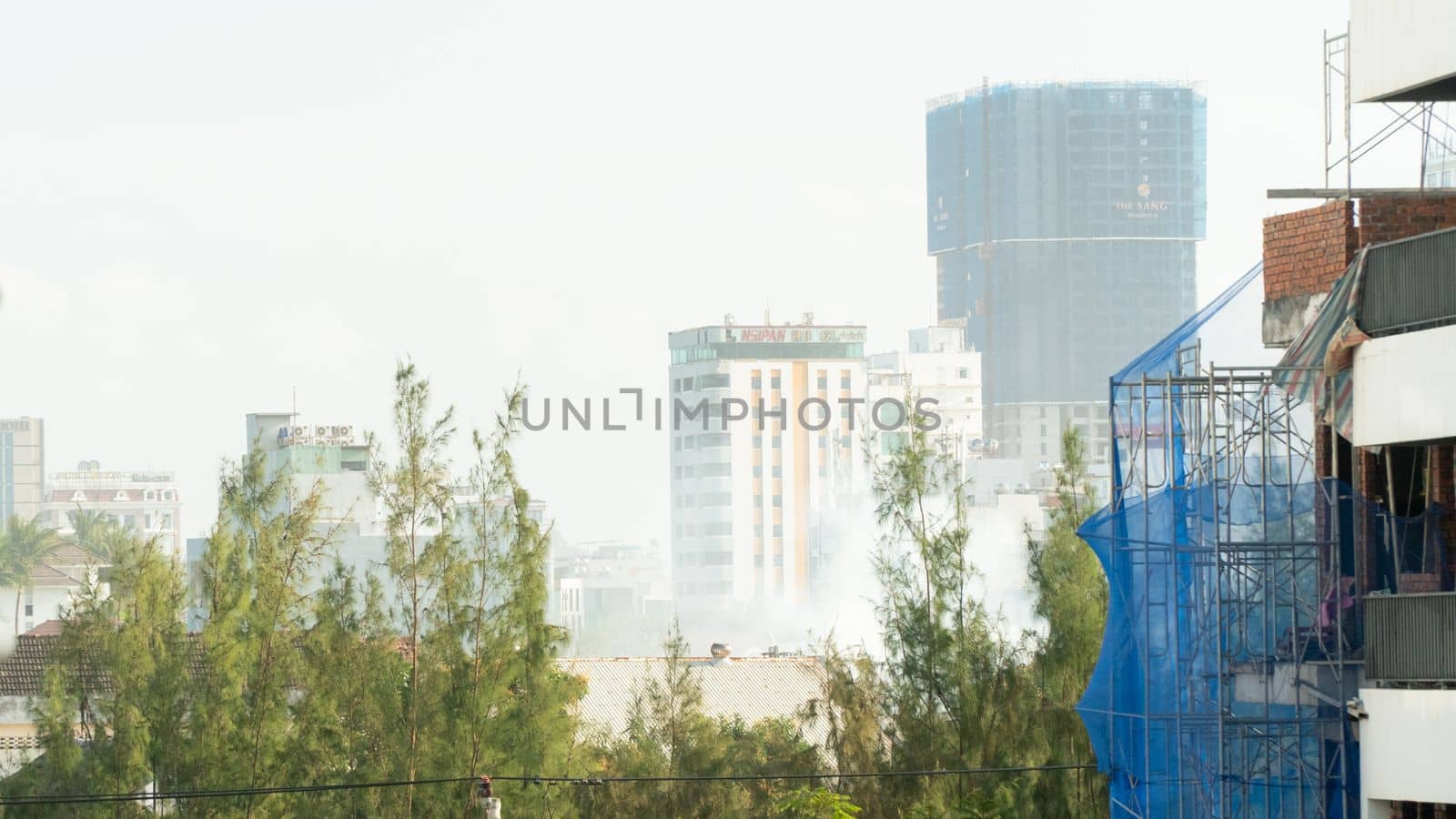Construction of buildings in the city is steaming. High quality photo