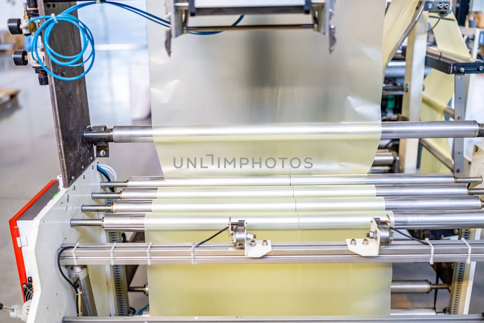 production of plastic bags in the factory. 