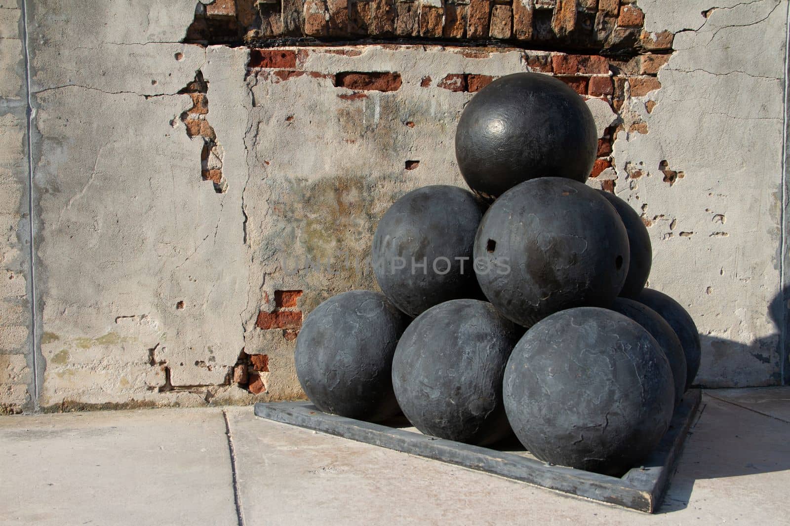 Old Cannon balls at Fort Zachary Taylor National Historic State Park, Key West, Florida, United States