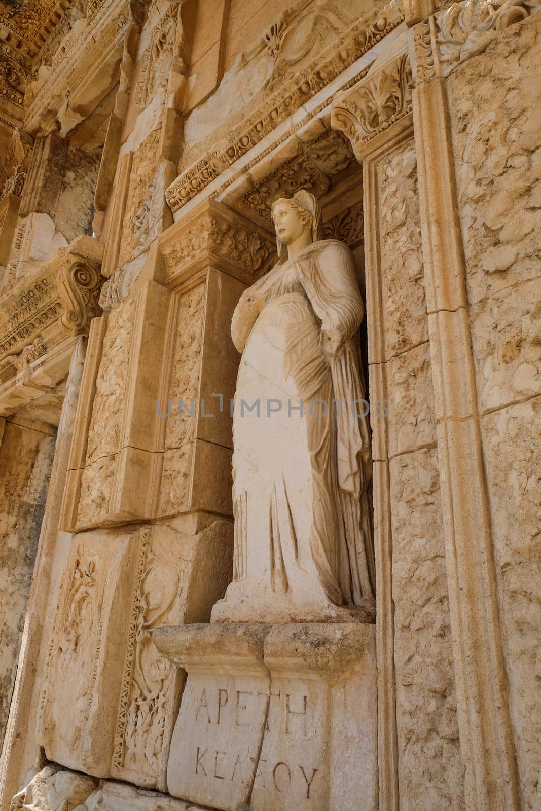 Ancient statue in the city of Ephesus, Turkey . High quality photo