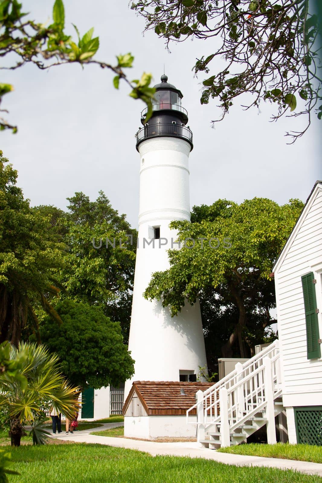 Historic Key West lighthouse located in Key West, Florida now serving as a museum and tourist attraction, United States