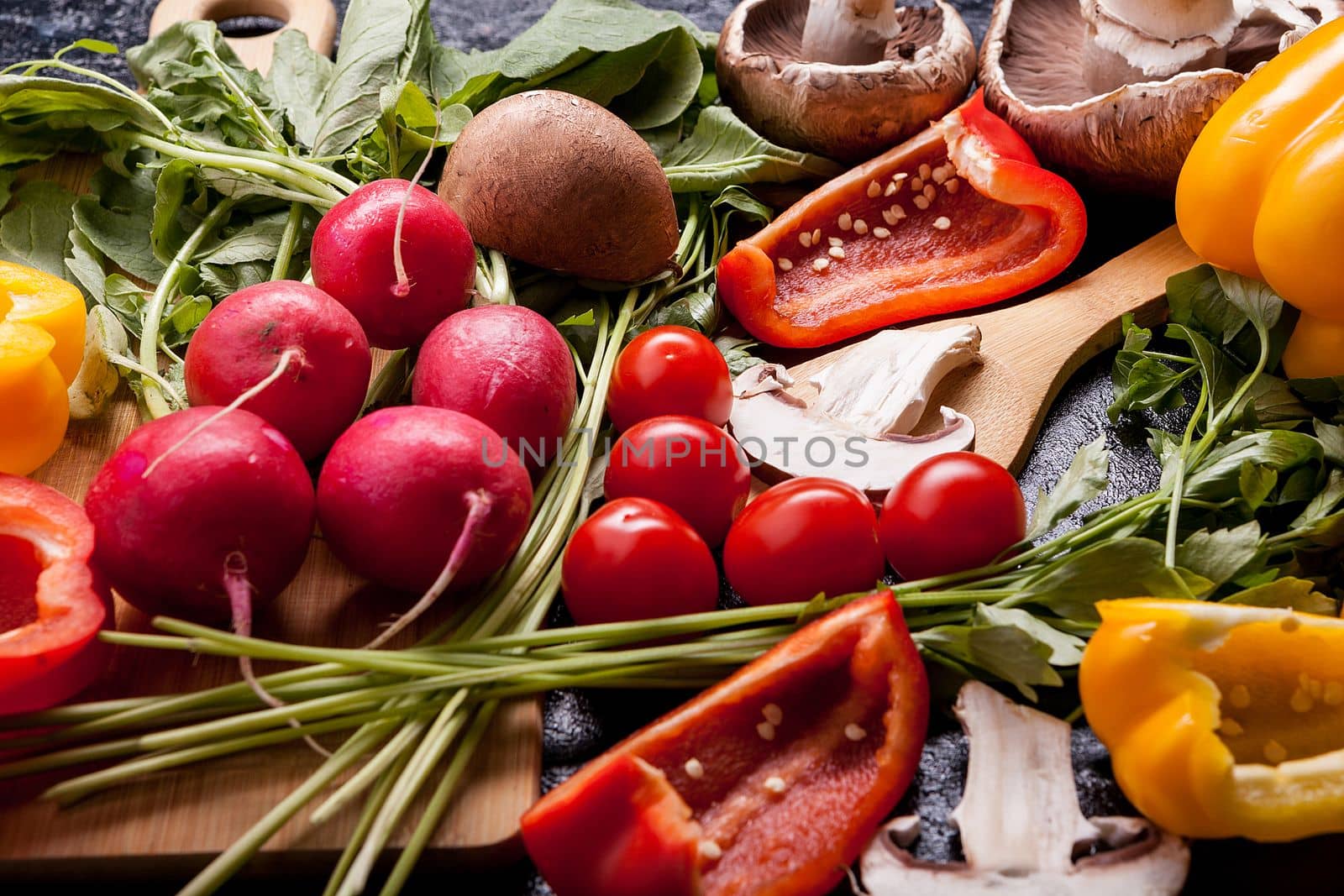 Healthy lifestyle concept image with different vegetables lying on the table