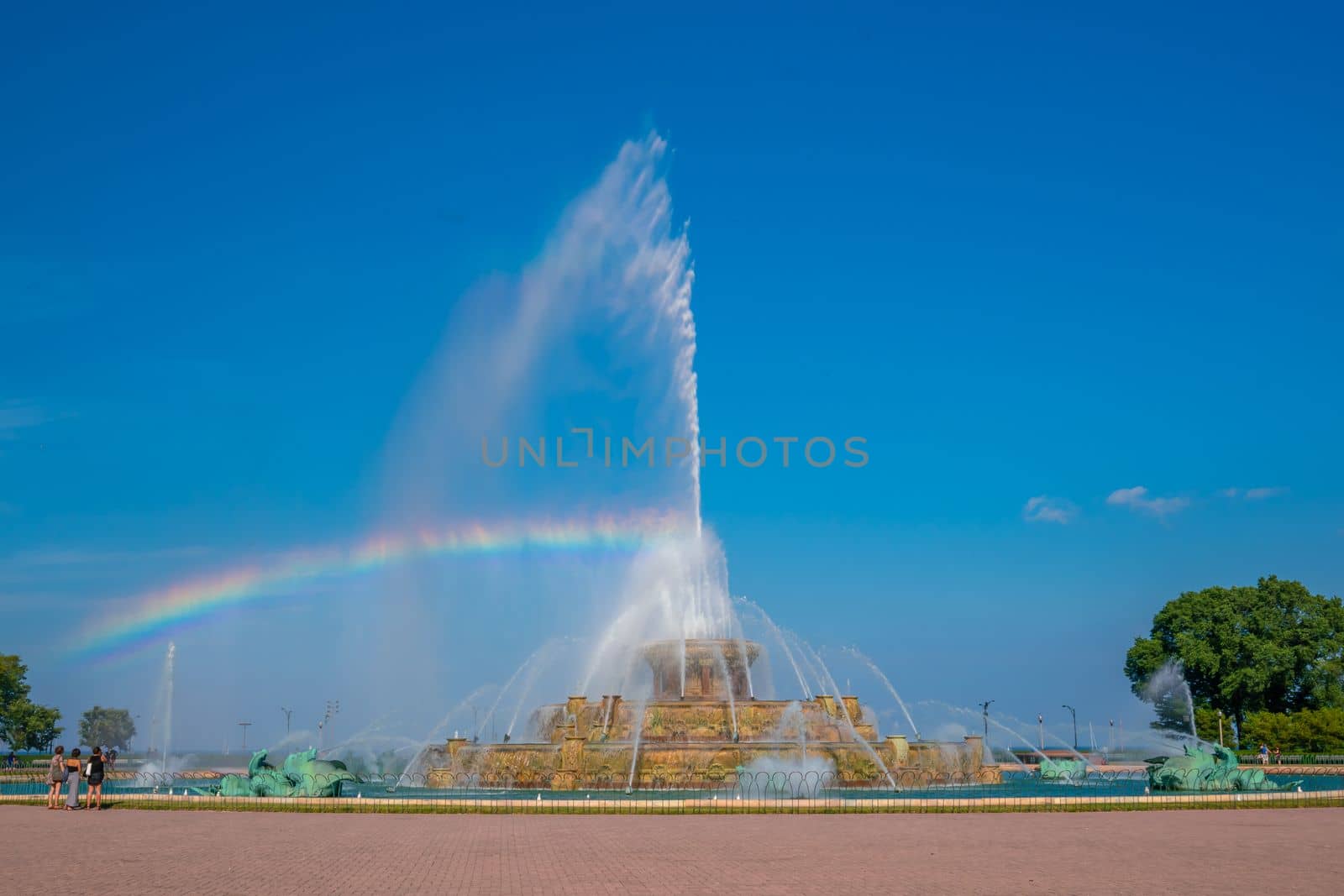 Buckingham fountain in Grant Park, Chicago  Illinois USA