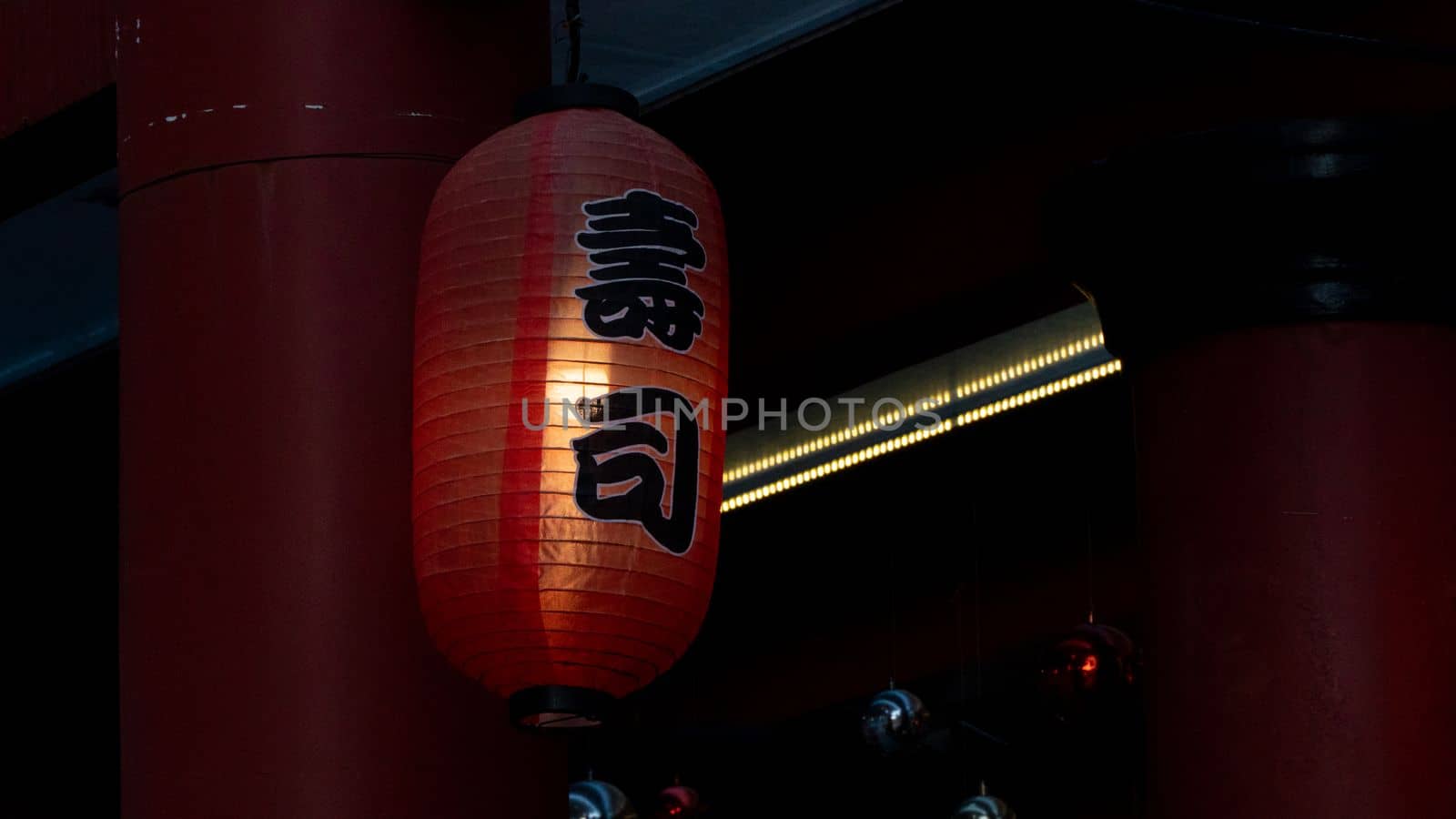 Red chinese lantern glow in the evening. High quality photo