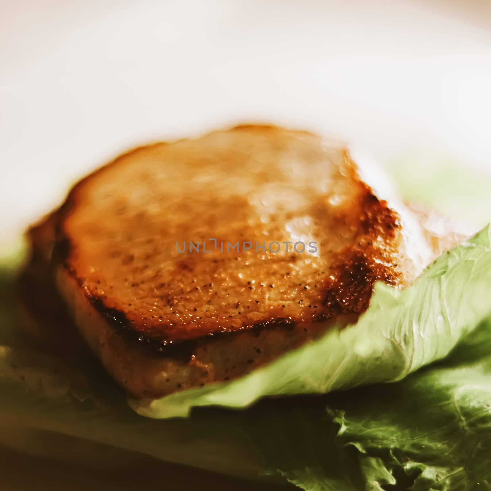 Food and diet, fried pork fillet with lettuce as meal for lunch or dinner, tasty recipe idea
