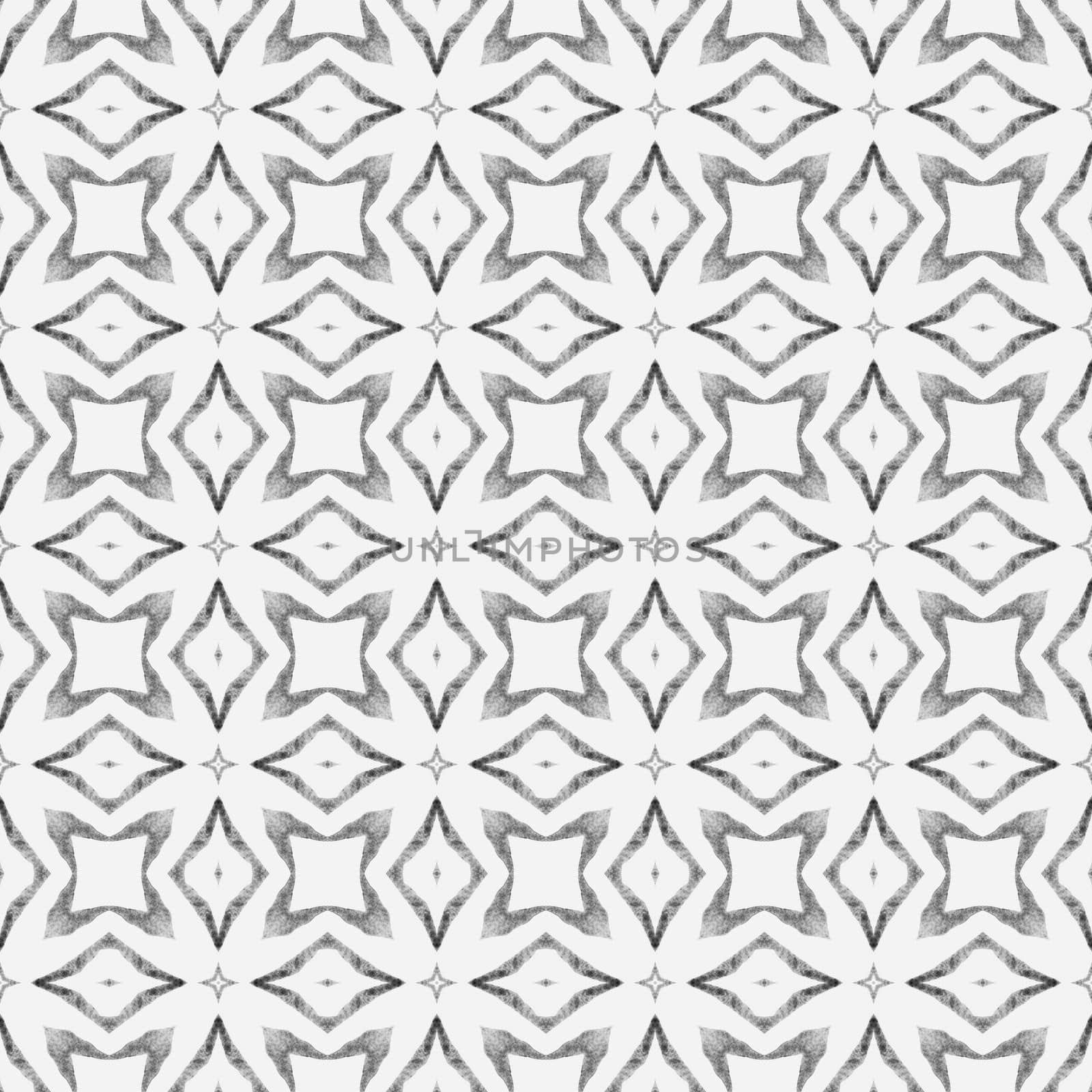 Medallion seamless pattern. Black and white artistic boho chic summer design. Watercolor medallion seamless border. Textile ready popular print, swimwear fabric, wallpaper, wrapping.