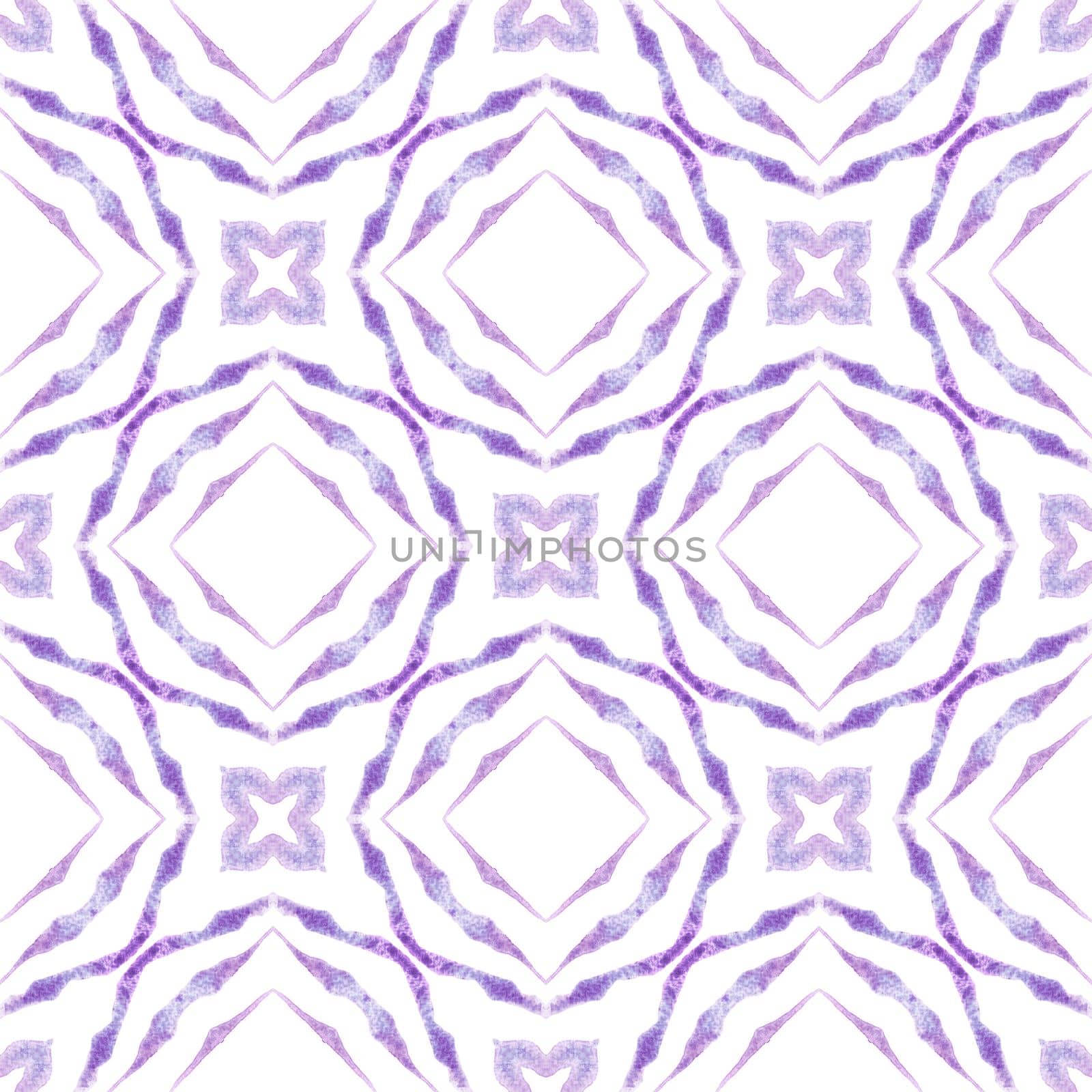 Watercolor summer ethnic border pattern. Purple by beginagain