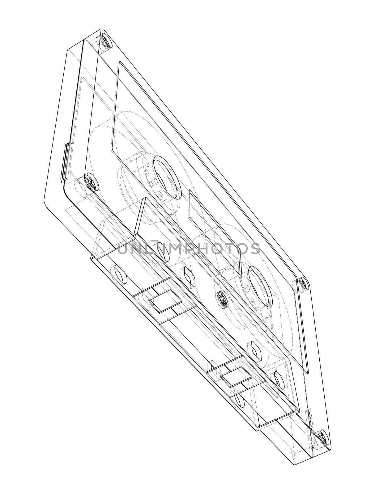 Cassette tape on white background. 3d illustration