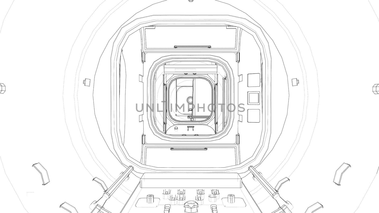 The interior of the space station. Elements of this images furnished by NASA. 3d illustration