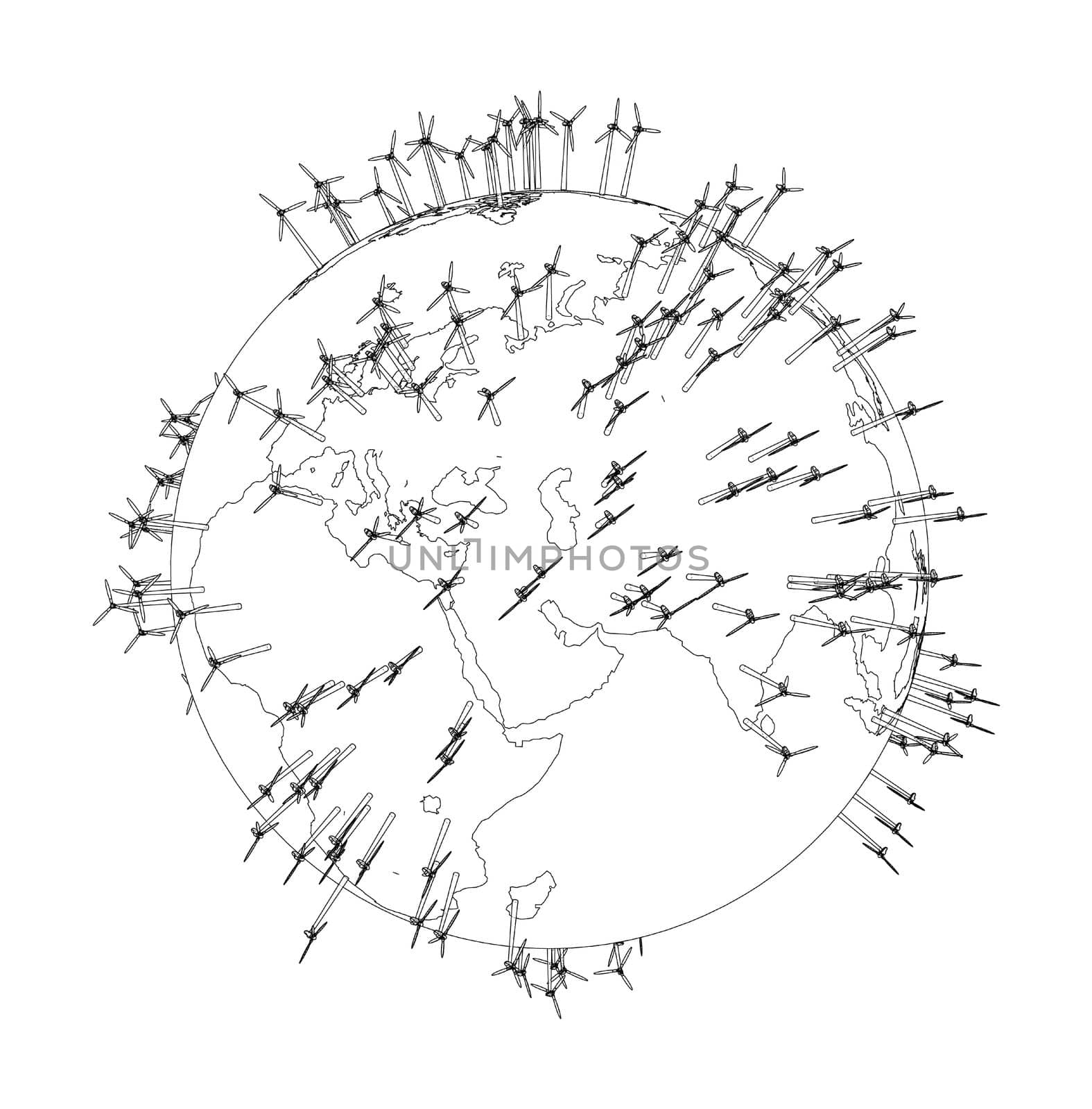 Electric wind turbines on Earth by cherezoff