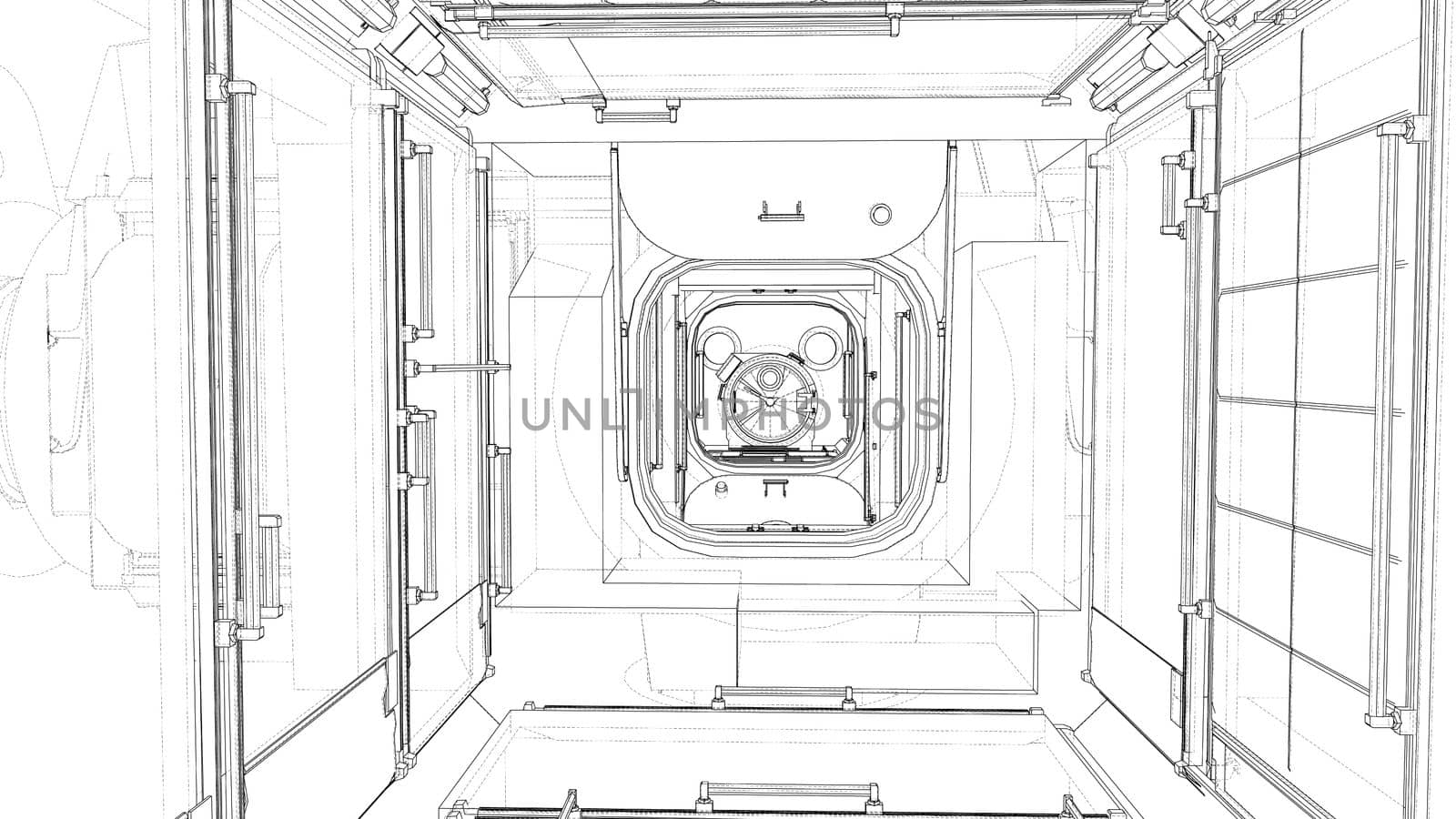 The interior of the space station. Elements of this images furnished by NASA. 3d illustration