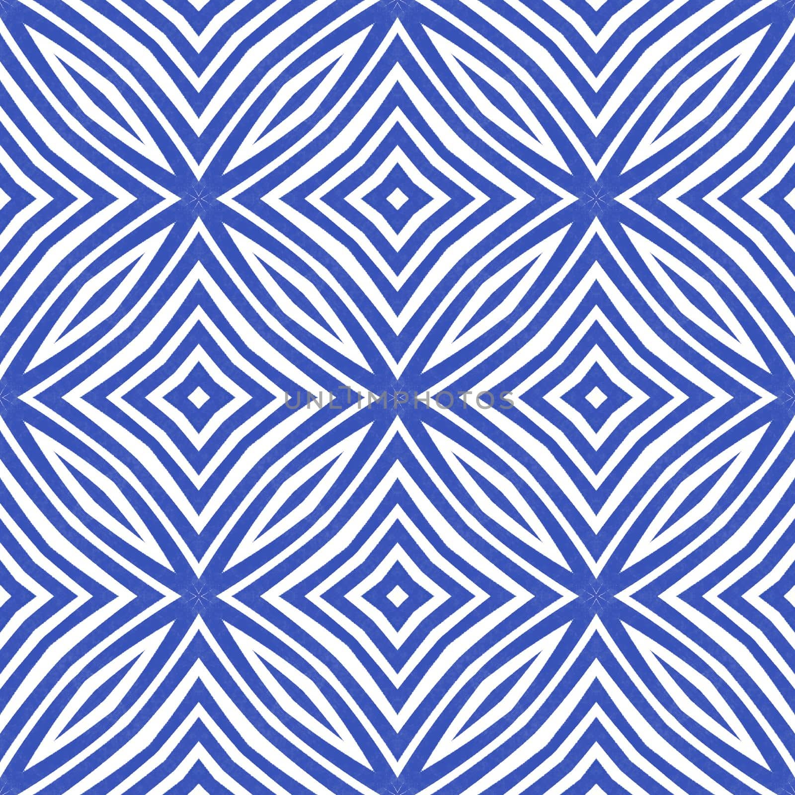 Arabesque hand drawn pattern. Indigo symmetrical kaleidoscope background. Oriental arabesque hand drawn design. Textile ready fabulous print, swimwear fabric, wallpaper, wrapping.