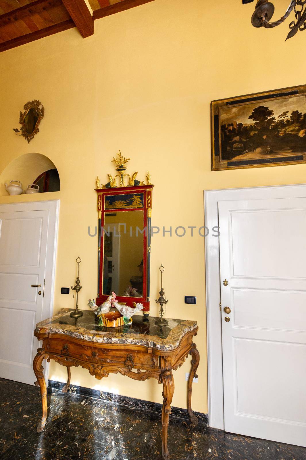 October 12, 2018.Interior inside the Villa Graziani near the town of Vada in the Tuscan region.Tuscany.Italy by Lobachad