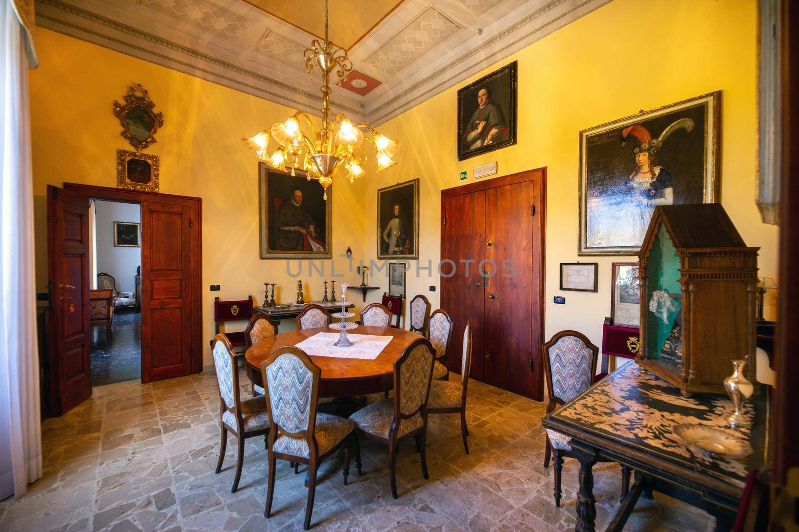 October 12, 2018.Interior inside the Villa Graziani near the town of Vada in the Tuscan region.Tuscany.Italy by Lobachad
