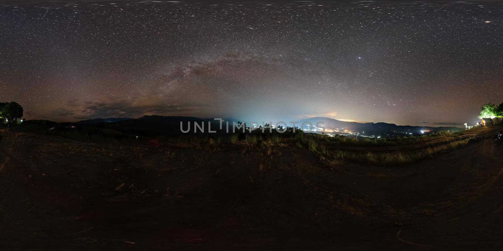 vr360 outer milky way night sky Mon Muen Mak, Chiang Mai, Thailand