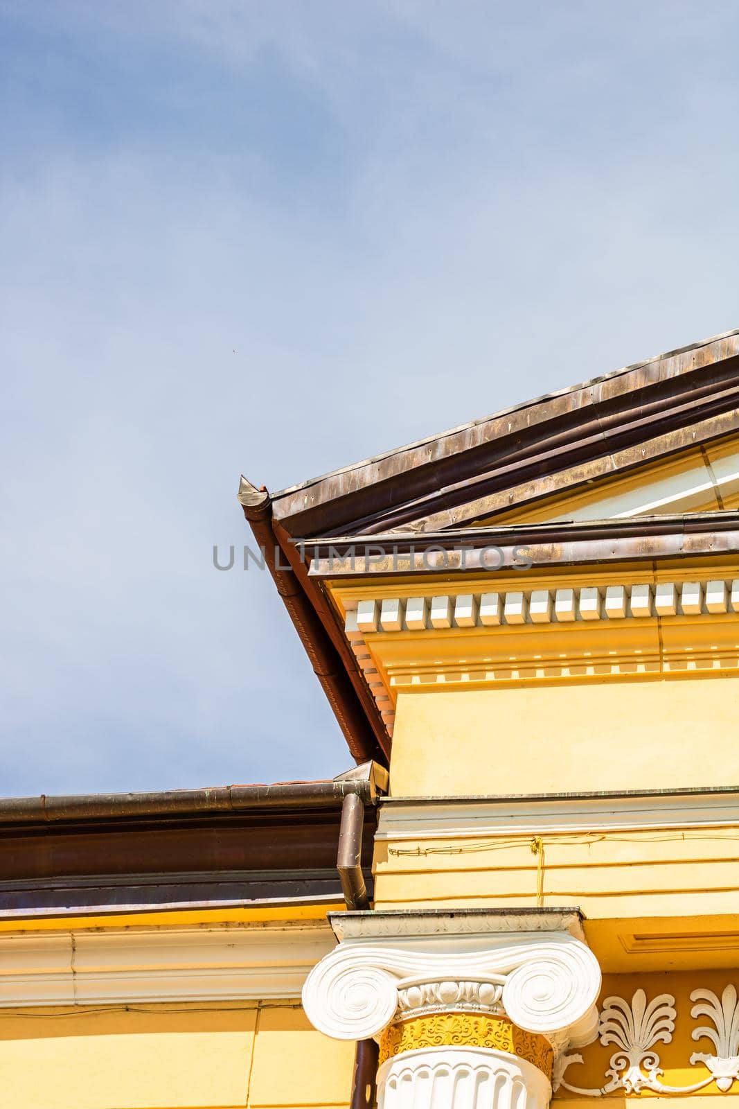 Architectural details, facade of the building of the 1 Decembrie 1918 University, Alba Iulia, Romania, 2021